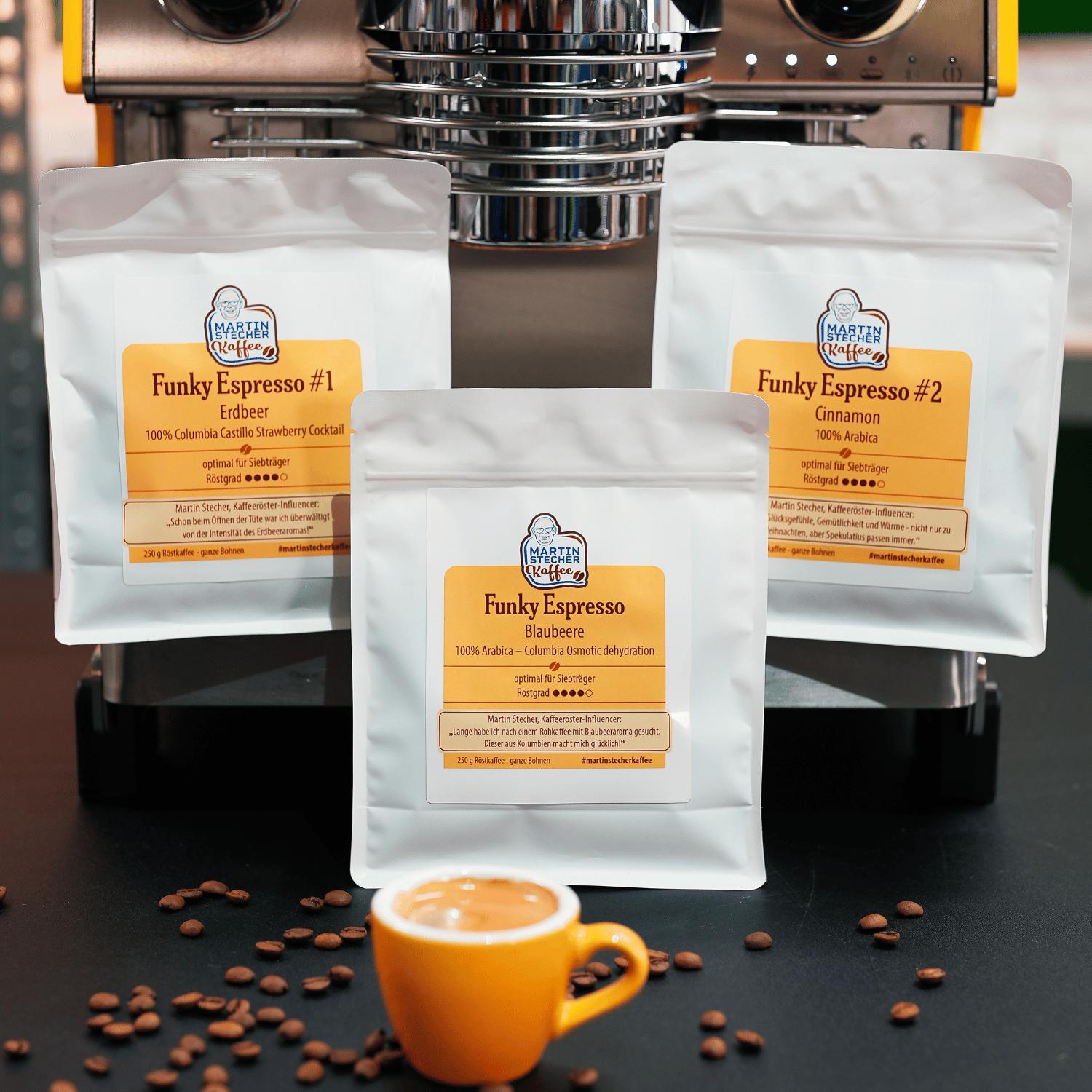 Funky Espresso Premium Tasting Paket Erdbeer, Blaubeer und Zimt
